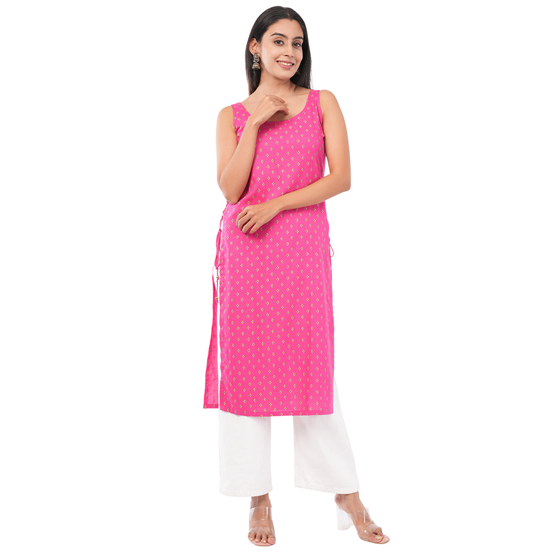 Buy Side Dori Sleeveless Kurti for Women Online | Premium Designer Ethnic Wear | Aradhya by Nirmal