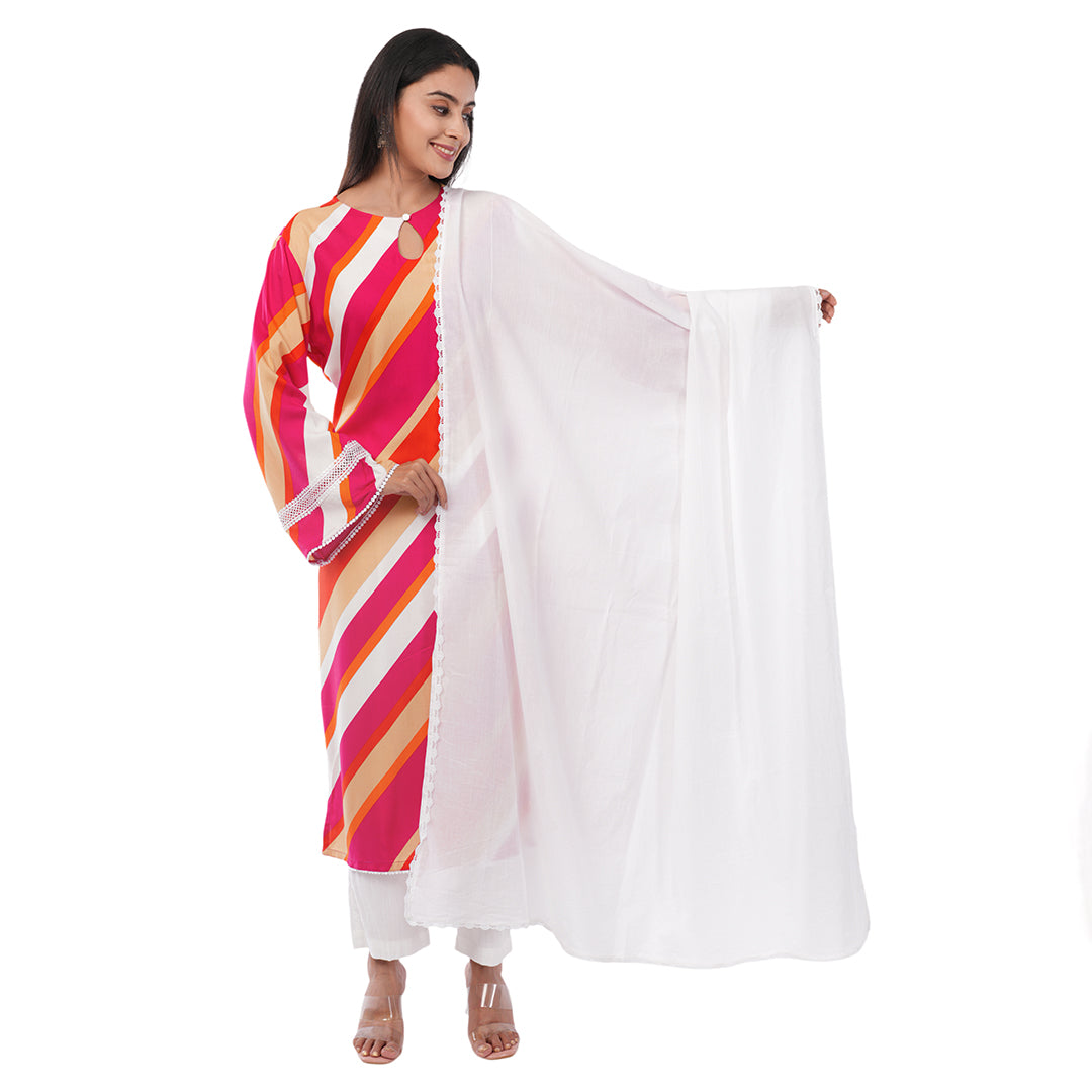 Buy Laheriya Multi Color Straight Kurta for Women Online | Premium Ethnic Wear | Aradhya by Nirmal