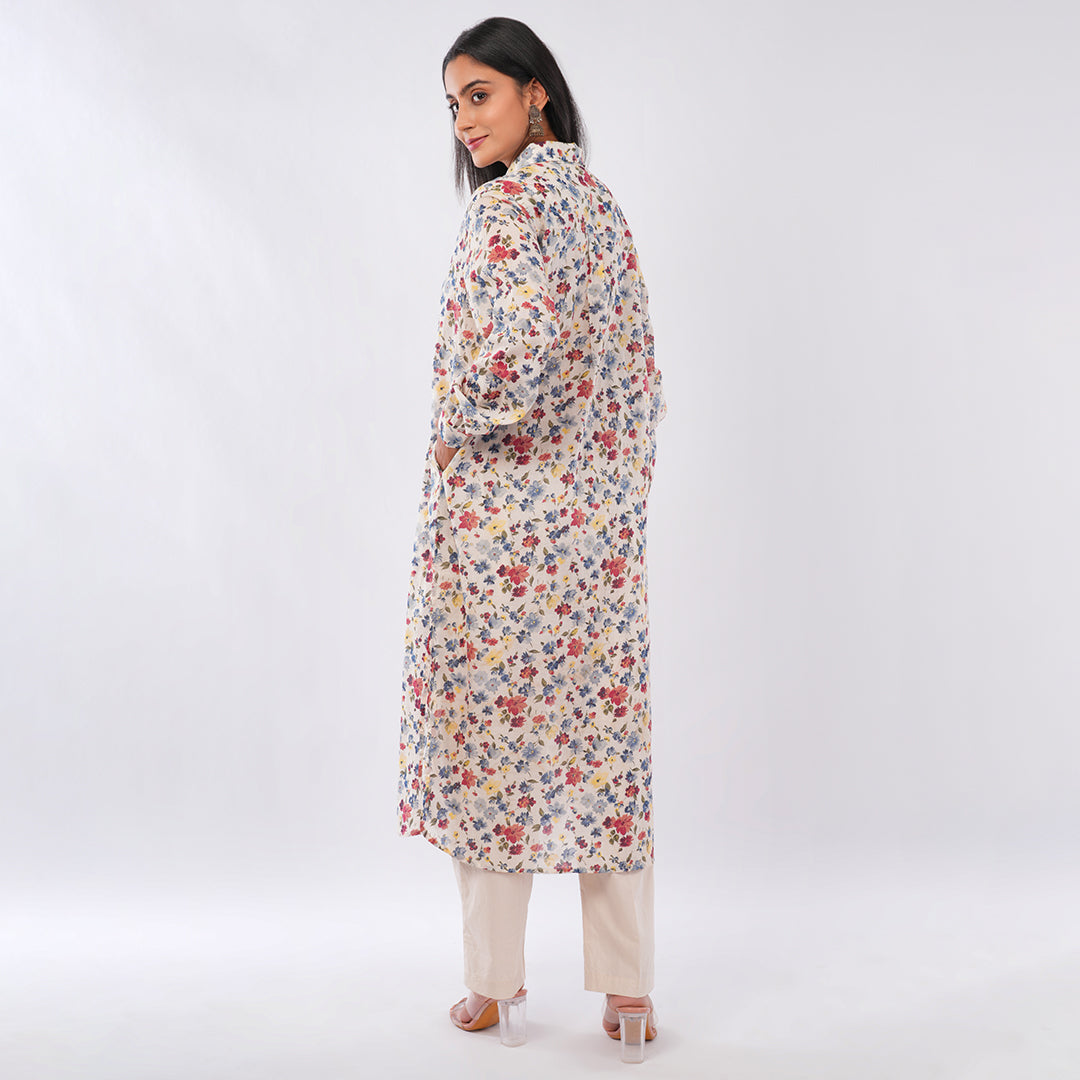 Buy Floral Print Shirt Collar Kurta for Women | Casual & Festive Wear Kurti | Aradhya by Nirmal