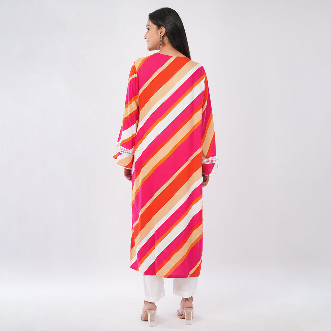 Buy Laheriya Multi Color Straight Kurta for Women Online | Premium Ethnic Wear | Aradhya by Nirmal