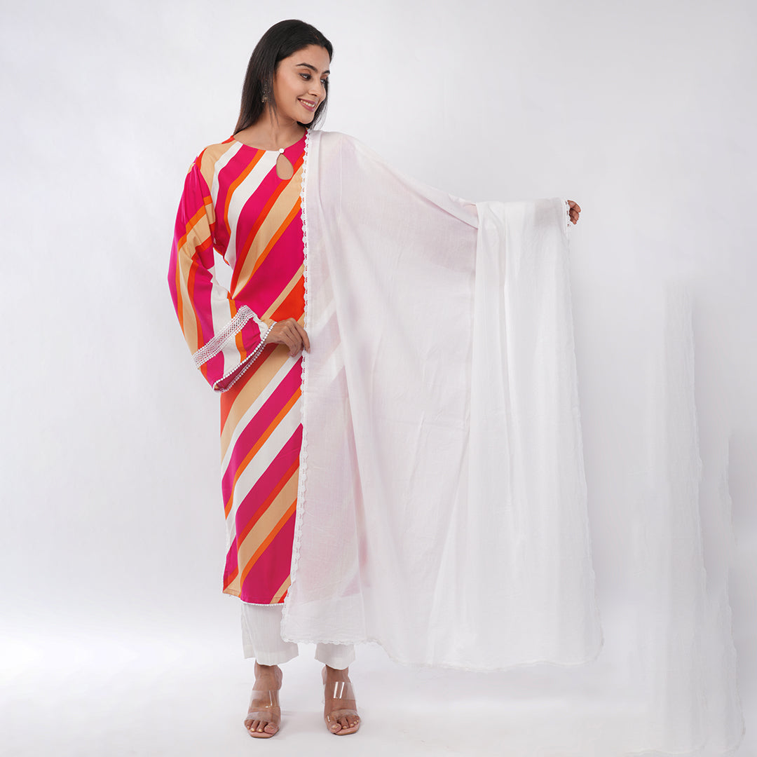 Buy Laheriya Multi Color Straight Kurta for Women Online | Premium Ethnic Wear | Aradhya by Nirmal