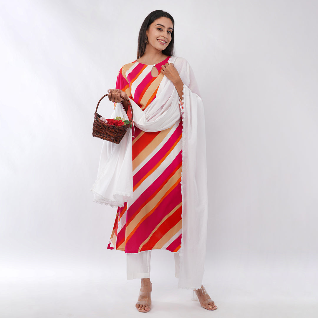 Buy Laheriya Multi Color Straight Kurta for Women Online | Premium Ethnic Wear | Aradhya by Nirmal