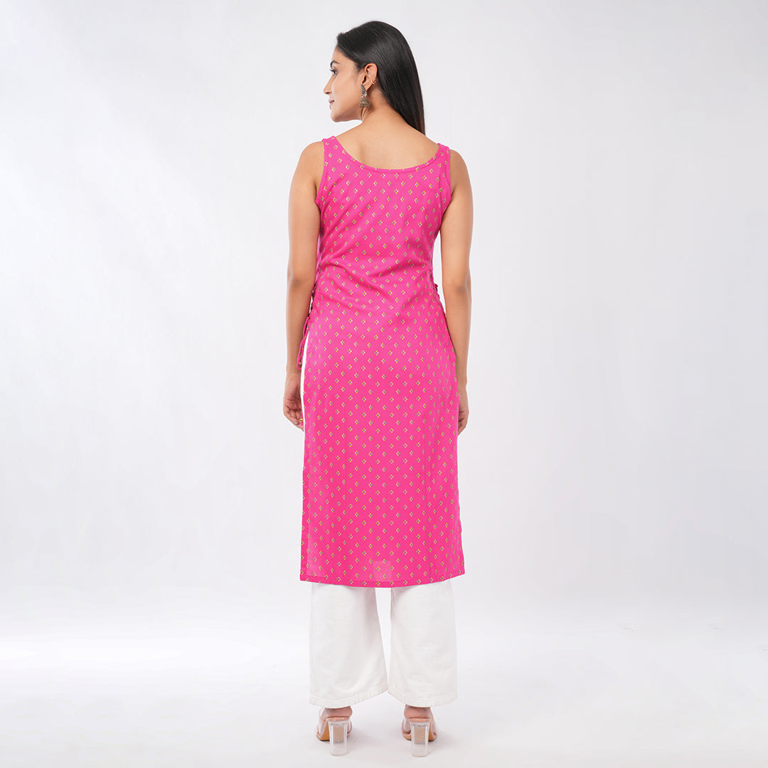 Buy Side Dori Sleeveless Kurti for Women Online | Premium Designer Ethnic Wear | Aradhya by Nirmal