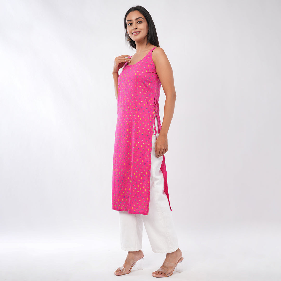 Buy Side Dori Sleeveless Kurti for Women Online | Premium Designer Ethnic Wear | Aradhya by Nirmal