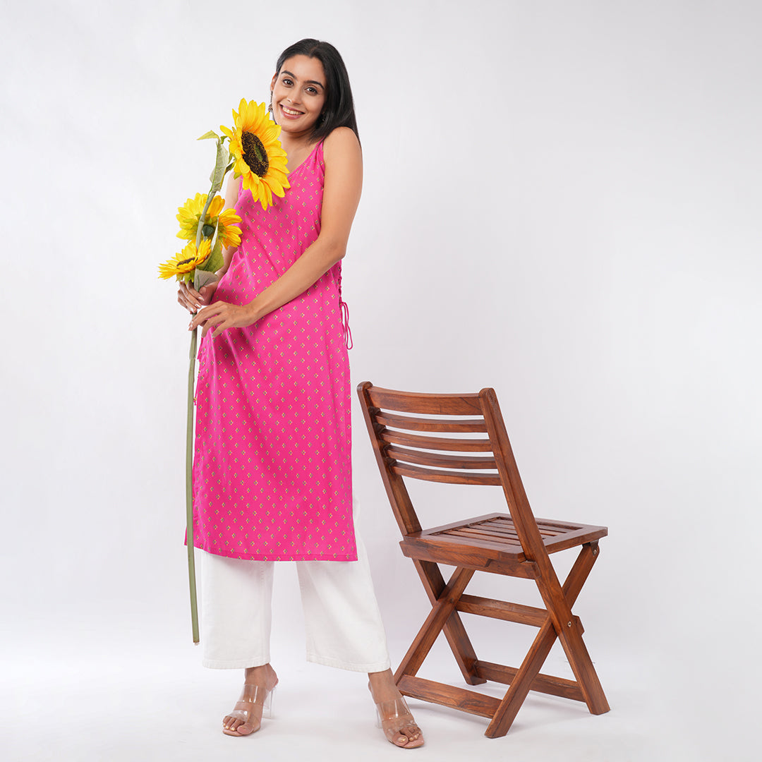 Buy Side Dori Sleeveless Kurti for Women Online | Premium Designer Ethnic Wear | Aradhya by Nirmal